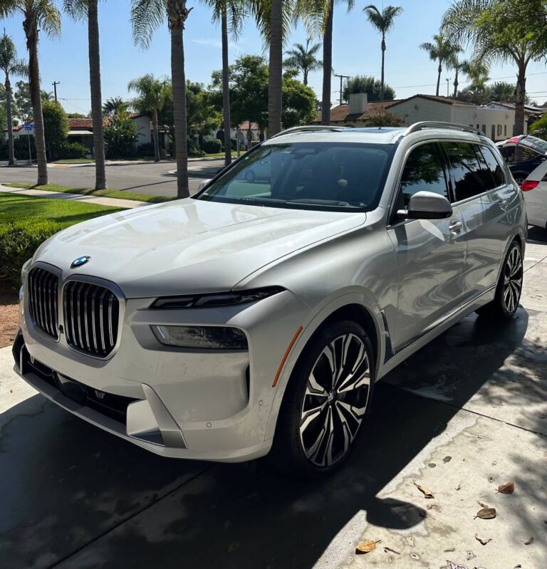 White BMW X7 getting a full service car wash at Ridin Clean Auto Detailing in San Diego